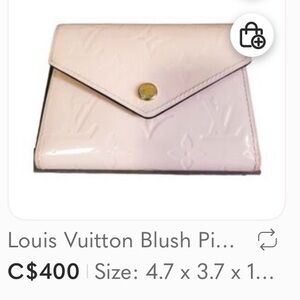 Louis Vuitton Blush Patent Envelope Wallet with Embossed Monogram
